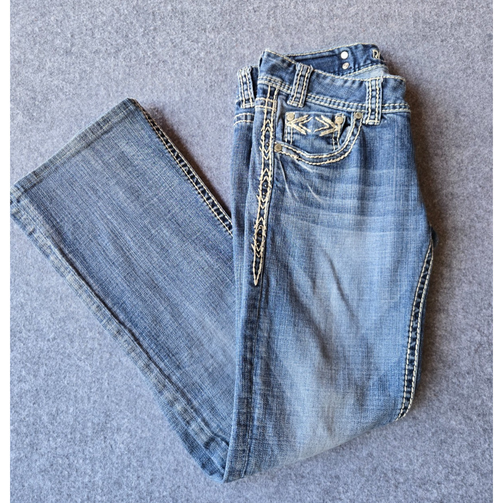 ROCK & ROLL COWGIRL Original Low Rise Embellished Boot Cut Jeans Tag Size 26x32